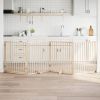 Dog Gate with Door Foldable 4 Panels 126.0 " Poplar Wood