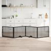 Dog Gate with Door Foldable 4 Panels Black 126.0 " Poplar Wood