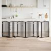 Dog Gate with Door Foldable 6 Panels Black 118.1 " Poplar Wood