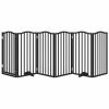 Dog Gate with Door Foldable 6 Panels Black 118.1 " Poplar Wood