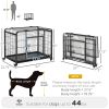 Metal Dog Crate 37" Heavy Duty Folding Kennel with Removable Tray Cover 4 Wheels Gray