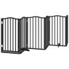 Dog Gate with Door Foldable 6 Panels Black 118.1 " Poplar Wood