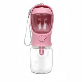 Portable Pet Water Bottle with Food Container - Leakproof Travel Water Dispenser & Collapsible Food Storage for Dogs, Cats, Outdoor Activities (Color: Pink, size: 500ml)